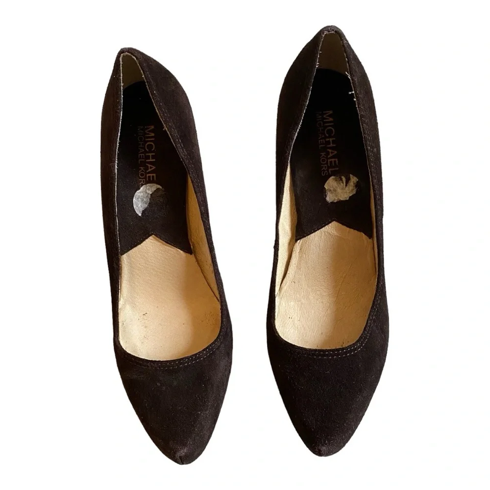 MICHAEL Michael Kors brown suede pumps with stacked heel
